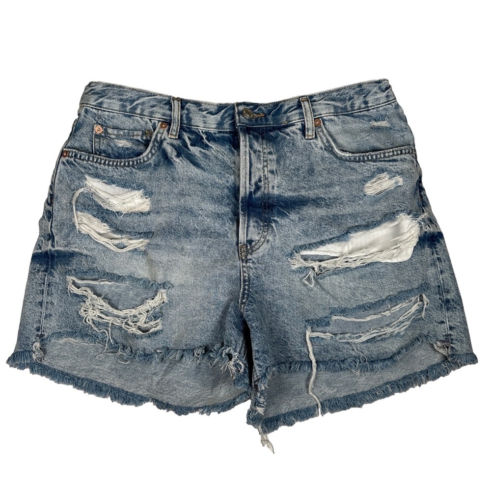 We the free Distressed Denim light wash Shorts with holes cut off